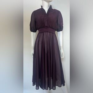 Vintage Samuel Blue Dress – Made in USA – ILGWU Union Tag Pleated Midi‎